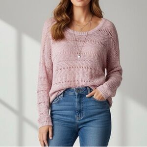 Neiman Marcus Crochet Knit Sweater
